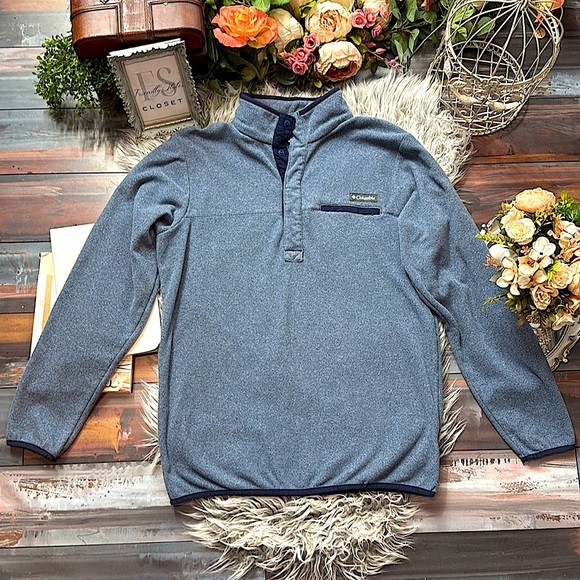Columbia Blue Gray Quarter Snap Fleece Pullover - Picture 6 of 10